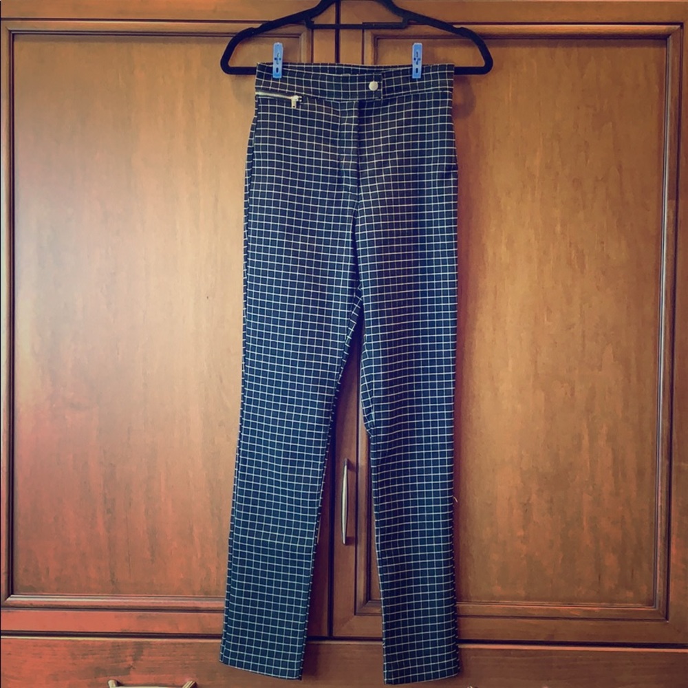 H&M plaid black and white cigarette pants